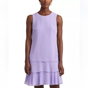 Lauren Ralph Lauren Lavender Tiered Sleeveless Mini Dress